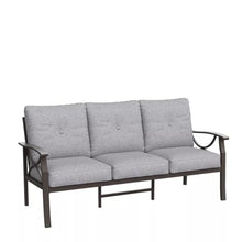 callmego Sturdy All-Weather Outdoor Loveseat with Comfortable Cushioned Seating and Durable Metal Frame for Patio or Deck Use (Gray+ Khaki + Polyester-1)