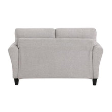 Benzara Leroi Loveseat- 58 Inch- Gray Fabric and Round Flared Armrests