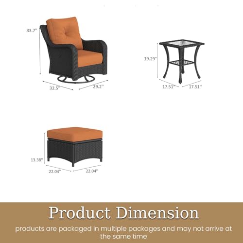 Aeeiua 7 Piece Patio Furniture Set with Fire Pit Table