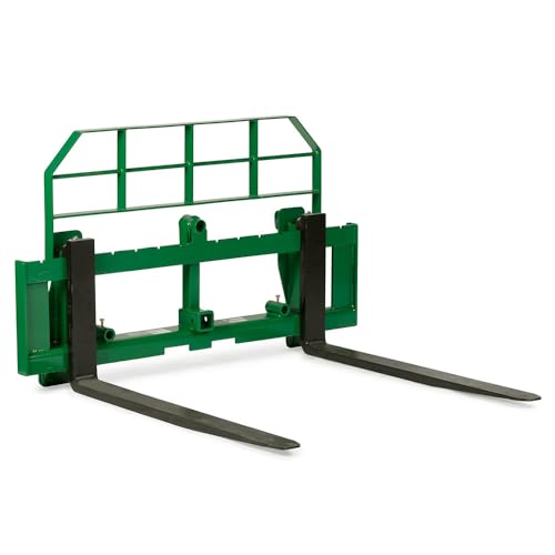 Titan Attachments 60" Pro Series Extra Wide Pallet Fork Frame, 42" Fork Blades, Hook and Pin Mounting Style, Rated 5000 LB, Conus 2 Hay Spear Sleeves and 2" Receiver Hitch Included