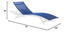 Modway Glimpse Outdoor Patio Mesh Chaise Lounge Set of 4 White Navy