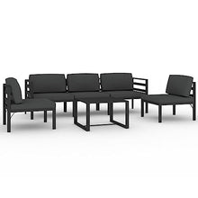 Jkghdrt 6-Piece Charcoal Modular Garden Lounge Set with Foam-Filled Cushions for Weather-Resistant Outdoor Seating