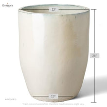 Emissary Home and Garden 22in. L x 28in. H Pearl White Stoneware Round Planter with High-fire Treatment (Set of 1)
