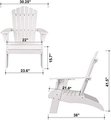 Folding Adirondack Chairs Patio Chairs Lawn Chair Outdoor Chairs with Cup Holder Weather Resistant for Patio Deck Garden, Backyard Deck, Fire Pit & Lawn Furniture Porch and Seating (Black) (White)