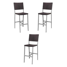 Home Square Wicker Patio Bar Side Armless Stool Set of 3 Espresso