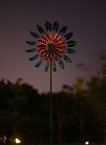 Garden Wind Spinner Outdoor Wind Spinner for Yard Garden Art LED Lighting Solar Powered Kinetic Spinner Yard Large Ornament for Outside Decoration