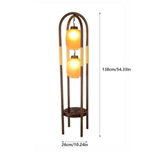 ZHONGCHENGWU Floor Lamp Vintage Iron Glass Shade Floor Lamp, Floor Lamp with Carved Base, Living Room Lamp Bedroom Bedside Ambient Light
