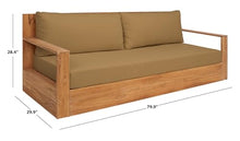 SAFAVIEH Couture Outdoor Collection Kauai Natural/Brown Teak Solid Wood Patio Sofa