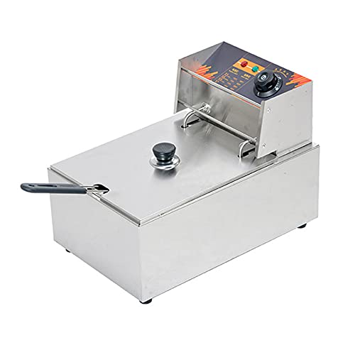 Dntum Commercial Fryer, Stainless Steel Fryer with Adjustable Temperature and Temperature Control, Removable Basket and Stainless Steel Lid, for Home and Commercial Use, Easy to r