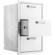 Mont Alpi Signature 16" W x 30" H Commercial Grade 304 Stainless Steel Outdoor Kitchen Island BBQ Grill Triple Access Drawer + Traditional and Contemporary Style Handle Sets