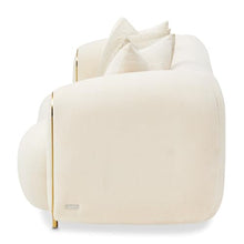 Michael Amini Sassani Chenille Loveseat - Crepe/Gold