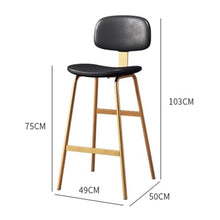 DINBOZ26X Counter Stools Dark Green Backrest High Stool Iron Restaurant Bar High Chair Gold Chair Legs Bar Stools