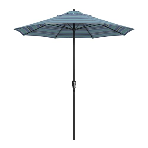 California Umbrella 12-Year Protection 7.5-Ft Outdoor Patio Umbrella, Sunbrella Fade-Resistant Fabric, Auto-Tilt, Heavy Duty Aluminum Frame, 8 Reinforced Ribs for Pool or Deck, Black Pole, Dolce Oasis