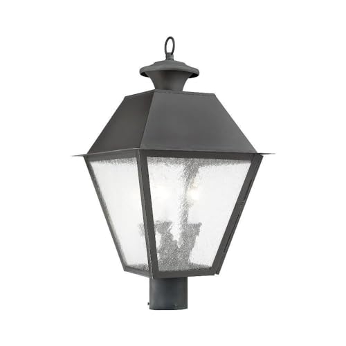 Livex Lighting 2169-61 Mansfield 3-Light Outdoor Post Lantern, Charcoal