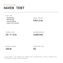 Haven Tent Original Lay-Flat Hammock Tent (Forest Green) – Comfortable Waterproof Camping Hammock with Mosquito Net – Includes Insulated Sleeping Pad & Rainfly