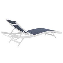Ergode Glimpse Outdoor Patio Chaise Lounge Chair Set of 2 | Comfortable Textilene Mesh Seat | Adjustable Recline Positions | Durable Aluminum Frame | Modern Design | White Navy