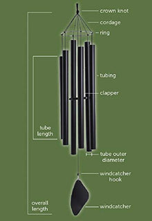 Music of the Spheres Whole Tone Bass Large Handcrafted Wind Chime Black