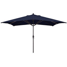 California Umbrella 11' x 8' Rectangle Aluminum Market Umbrella, Crank Lift, Bronze Pole, Sunbrella Navy