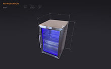 Mont Alpi Premium 27"H x 18.5"D x 17.5"D Stainless Steel All Weather Outdoor Refrigerator 2.7 cu. ft. Glass Door Fridge with Temperature Control + Lockable Door + Adjustable Shelves + Blue Lighting