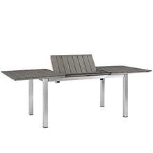 Modway Shore Aluminum Outdoor Patio 62" to 94" Extendable Dining Table in Silver Gray