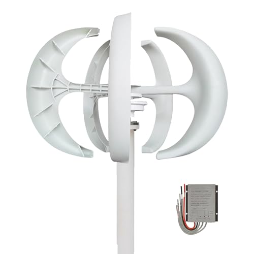 CLPYING Wind Turbine Generator Kit, 16000W 12V 24V 48V Vertical Wind Turbine Electricity Set,5 Blade Horizontal Wind Power Generator Kit for Home, Boat, Marine, Monitoring, Street Lighting(White,12V)