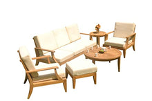 WholesaleTeak Grade-A Teak Wood Lagos 6 Pcs Sofa Set - 1 Sofa (3 Seater), 2 Lounge Chairs, 1 Ottoman, 1 Coffee Table & 1 Side Table (Furniture only) #12LG6