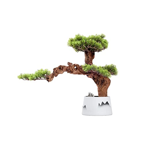 Fake Plants Artificial Bonsai Tree 21.6in Large Luohan Pine Fake Bonsai Plant Interior Decor Simulation Welcome Pine Bonsai Trees Ceramic Vase Bonsai Tree
