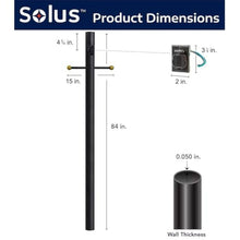 Solus 7-Foot Direct Burial Lamp Post – Outdoor Aluminum Light Pole with Decorative Cross Arm & 120V Outlet – Fits 3" Post Top Fixtures, Made in USA, Black, Bronze, or White, (Black, Set of 4)