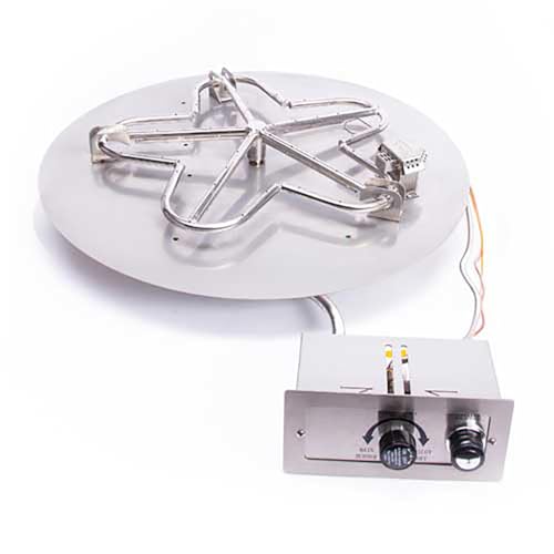 HPC Fire Push Button Flame Sensing Fire Pit Burner Kit (PENTA30FPPK-FLEX-NG), 30-Inch Flat Pan, Natural Gas, UL Listed