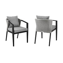 Armen Living Palma Outdoor Patio Dining Chairs Set of 2 Aluminum Wicker Dark Grey