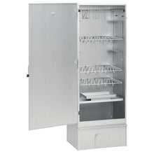 Outdoor BBQ Smoker Oven with Prep Table, Galvanized Steel Vertical Grill Station for Meat, Fish, and Sausage Smoking, Portable Backyard Cooking Workspace