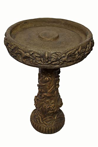 Solid Rock Stoneworks Hummingbird Birdbath- 27" h x 20" Dia- Espresso