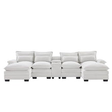 FANYE Multifunctional Modular Sectional Sofa with Storage, Cupholders, USB Ports White 123