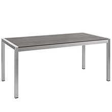 Modway Shore Aluminum Outdoor Patio 71" Rectangle Dining Table in Silver Gray