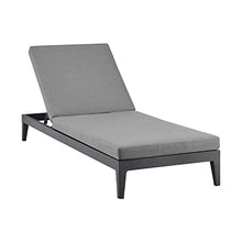Armen Living Menorca Outdoor Patio Adjustable Chaise Lounge Chair Aluminum Cushions Dark Grey