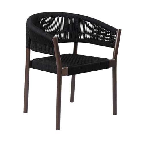 HomeRoots 490255 26 in. Black Solid Wood Outdoor Dining Chair - Set of 2