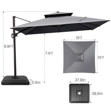 132'' Cantilever Umbrella with Crank Lift , Counter Weights Included
