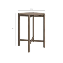 Modway Eleni 3-Piece Outdoor Teak Wood Bar Set in Weathered Gray Pebble – 35 Inch Round Patio Bar Table with 2 Bar Chairs