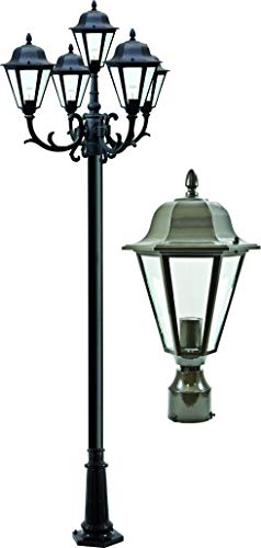 DABMAR LIGHTING GM1308-BZ Daniella Post Five Light Fixture w/Clear Glass 5 X 13 Watt DL-S13-GU24 120 Volts, Bronze