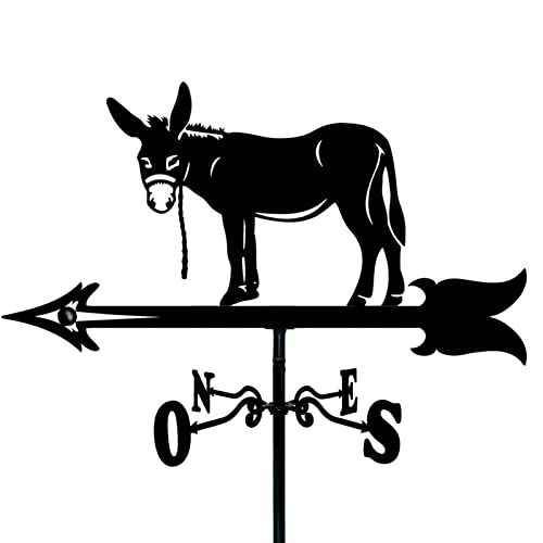 Animal Metal Weather Vane Donkey Stainless Steel Weathervane Hollow Wind Direction Indicator with Anti-Rust Coating for Garden Farm Decor Courtyard Decorative (Style 5) (Style 1)