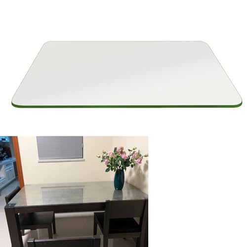 SXKJQER Rectangle/Square Glass Table Top 8mm Thick Tempered GlassRectangle/Square Table Top Glass Dining Table Replacement Glass Table Top, Tempered Glass Protector, with 6 Anti-Slip Pads(100x80cm)