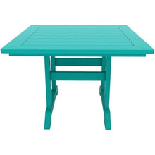 Costaelm Square Outdoor Dining Tables, 43'' Patio Table with Umbrella Hole for 4 Person, Balcony Outdoor Buffet Porch for Outside Lawn Porch Bistro Furniture, Turquoise