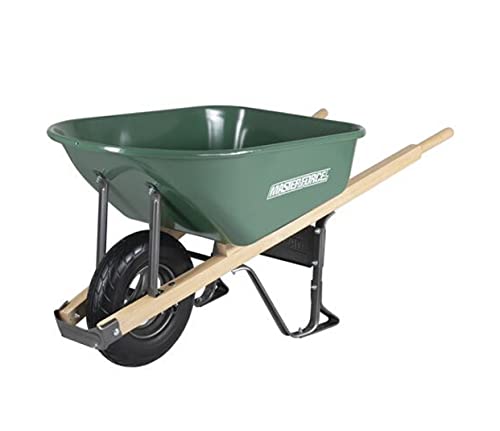 At Home Steel Wheelbarrow with Hardwood Handle - 6 cu.ft. Green
