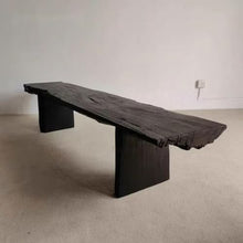 SENBAILU Outdoor Bench Long Bench Carbonized Log Bench B&B Leisure Bench Outdoor Long Bench Retro Solid Wood Bench Charcoal Burning Outdoor Garden Bench(A 180CM)