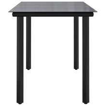 AMBERARD Dining Table Black Powder-Coated Steel, Tempered Glass,Durable Outdoor Dining Table with Tempered Glass Top for Garden & Patio Entertainments Patio Tables
