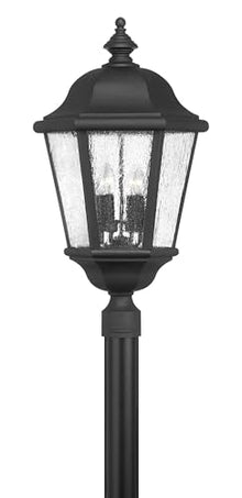 Hinkley Edgewater Large Post Top Outdoor Lantern - 4-Light, Aluminum, Clear Seedy Glass, Black Finish