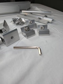 Planet 4 Solar - mounting kit for mounting 8 Solar Panels to a Shingle roof, with Clamps, T-Mounting Brackets & 88 Inch Made in the USA Rails.