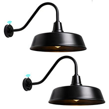 METOJIA Outdoor Gooseneck Barn Light - 24 Inch Black Farmhouse Wall Sconce with Dusk to Dawn Sensor (2 PCS)