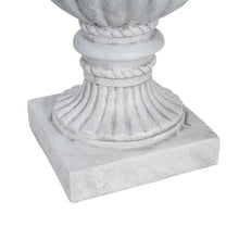 Hassyee Outdoor Antique Garden Urn Planter with Solid Base for Backyard, Park, Balcony, Flower Pot with Rustic Finish and Drainage Hole for Growing Flowers, Plants (Antique White)