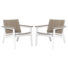 WestinTrends Pacifica Outdoor HDPE Modern Patio Club Armchairs (Set of 2), White/Weathered Wood